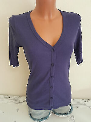 Box#46 blue motion Strickjacke S 36 Sweatjacke kurzarm Strick blau/lila Jacke