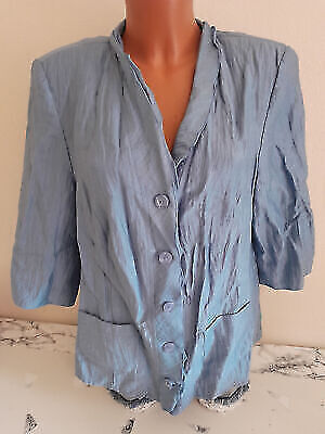 atelier gs Jacke mit Leinen Kurzgröße 21 M 40 dünne Sommerjacke blau Taschen