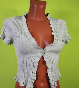 -Box#1 Divided Strickjacke XS 34 Cardigan kurzarm Strick helles grün Jacke
