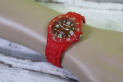 Box#111 Silikon Armbanduhr Uhr Silikonarmband rot farbige Gummi Quarz