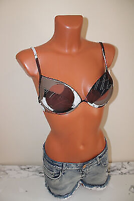 Box#115 Bademode M 38 70B 70 B Bikini BH Top Oberteil mit Bügel Polster braun