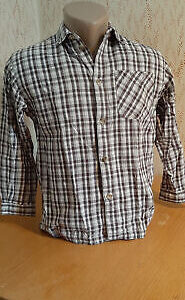 - Mexx Hemd L Oberhemd Jungen Kinder 134 / 140 braun grau weiß kariert langarm