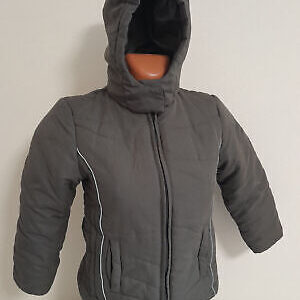 Winterjacke 128 Anorak oliv grün Jungen warme Jacke mit Kapuze