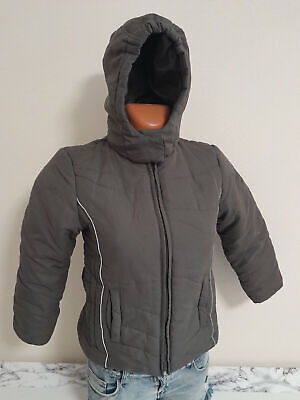 Winterjacke 128 Anorak oliv grün Jungen warme Jacke mit Kapuze