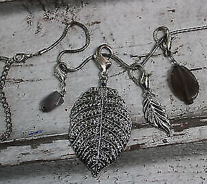 Venture Halskette Kette Anhänger Steine Blatt Edelstahl 76 cm Modeschmuck Damen