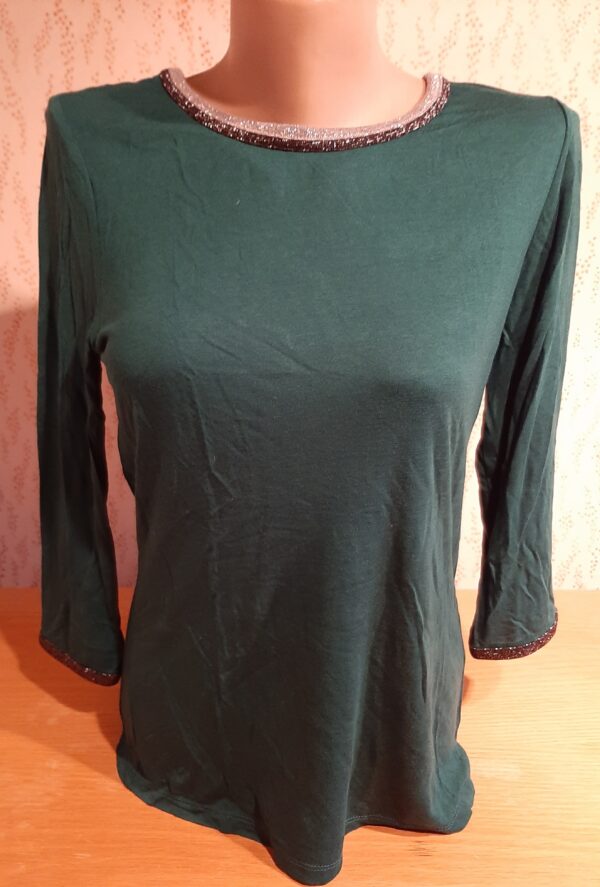 Box#88 Orsay dünnes 3/4 armshirt Shirt Blusenshirt Damen M passt S 36/38 grün Glitzer schwarz grau