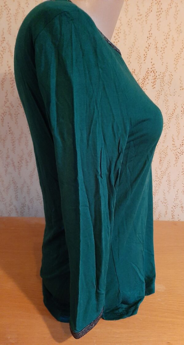 Box#88 Orsay dünnes 3/4 armshirt Shirt Blusenshirt Damen M passt S 36/38 grün Glitzer schwarz grau – Bild 2