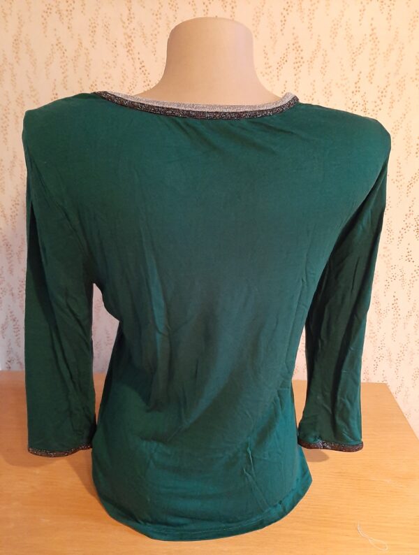 Box#88 Orsay dünnes 3/4 armshirt Shirt Blusenshirt Damen M passt S 36/38 grün Glitzer schwarz grau – Bild 3