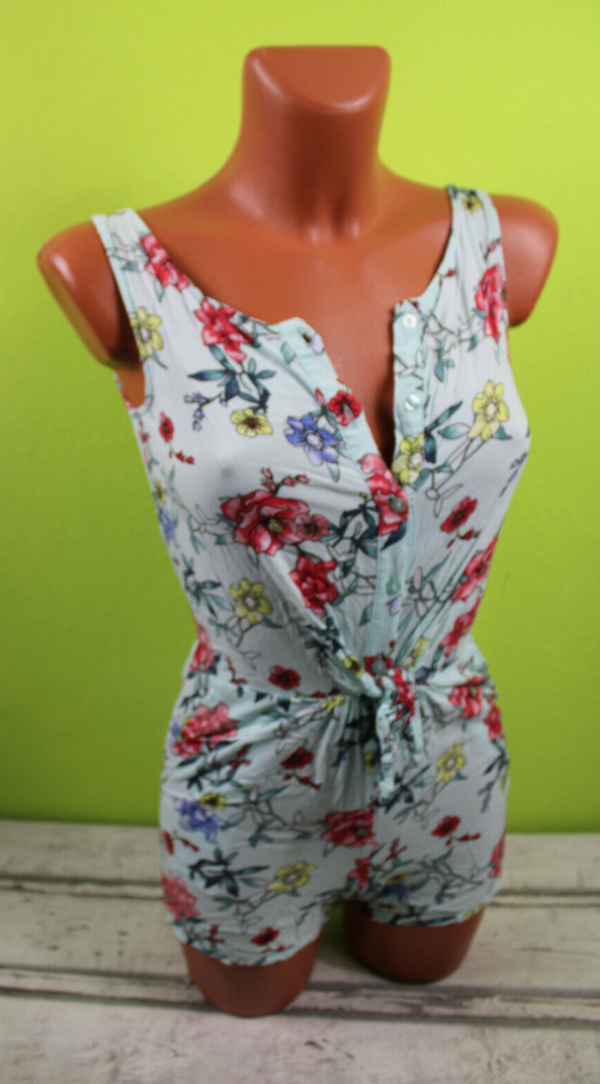 Box#119 Playsuit Jumpsuit 134/140 Overall Einteiler ärmellos Shorts Blumen blau