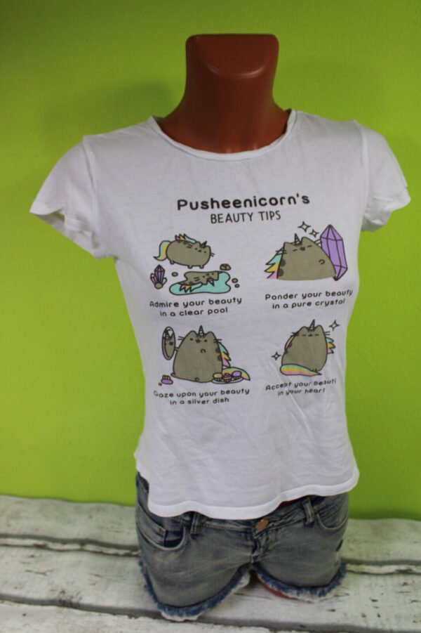 Box#76 H&M Pusheen T-Shirt 170 kurzarm Shirt weiß Mädchen Top