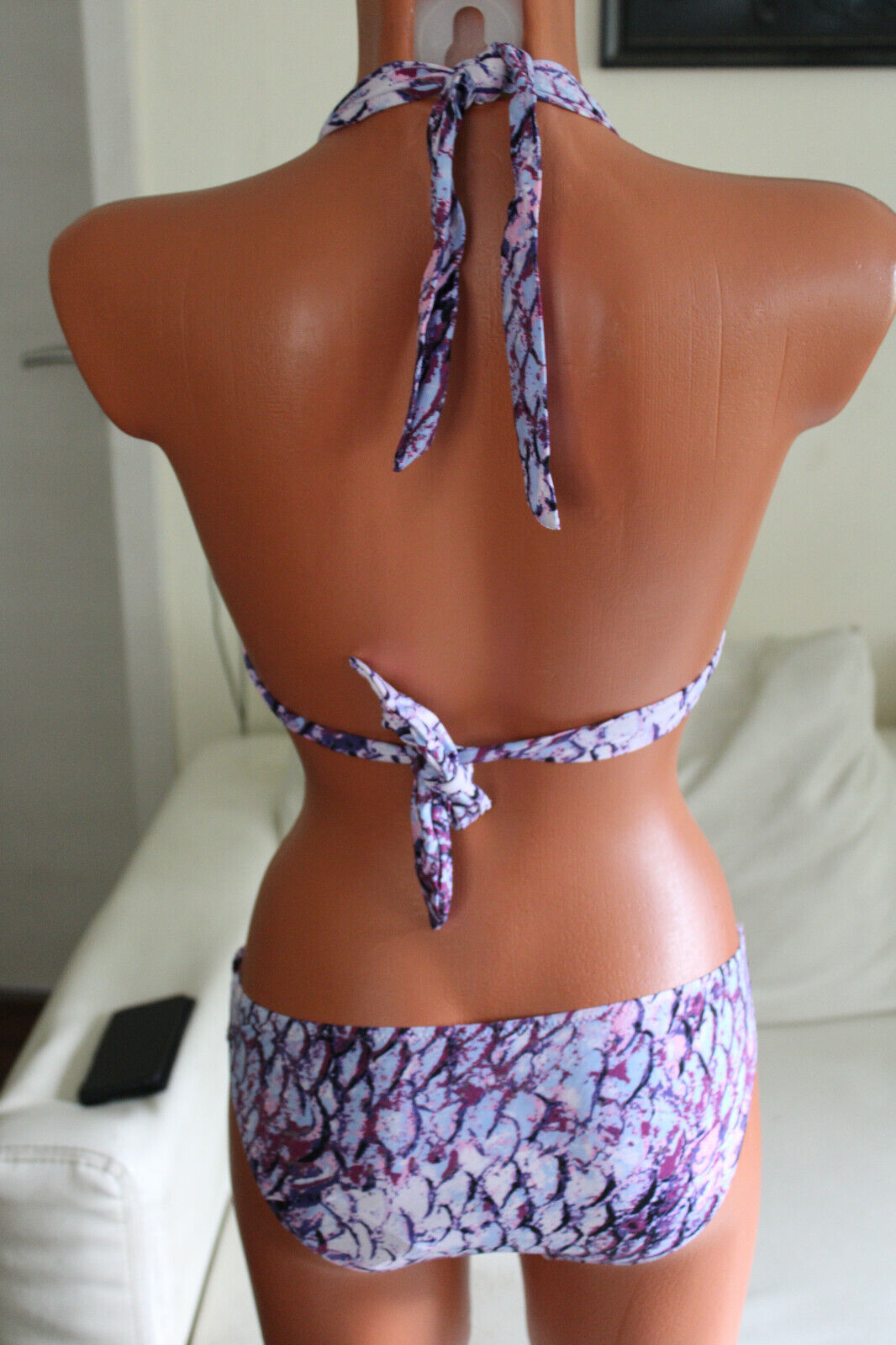 Box#39 Lascana Bademode Push Up Bikini XS 34 B Neckholder lila weiß Polster – Bild 5