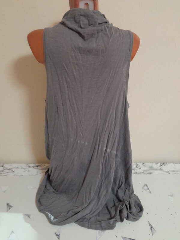 Box#42  Esprit lange Strick Weste XL passt 42 Cardigan ärmellos offen grau – Bild 4