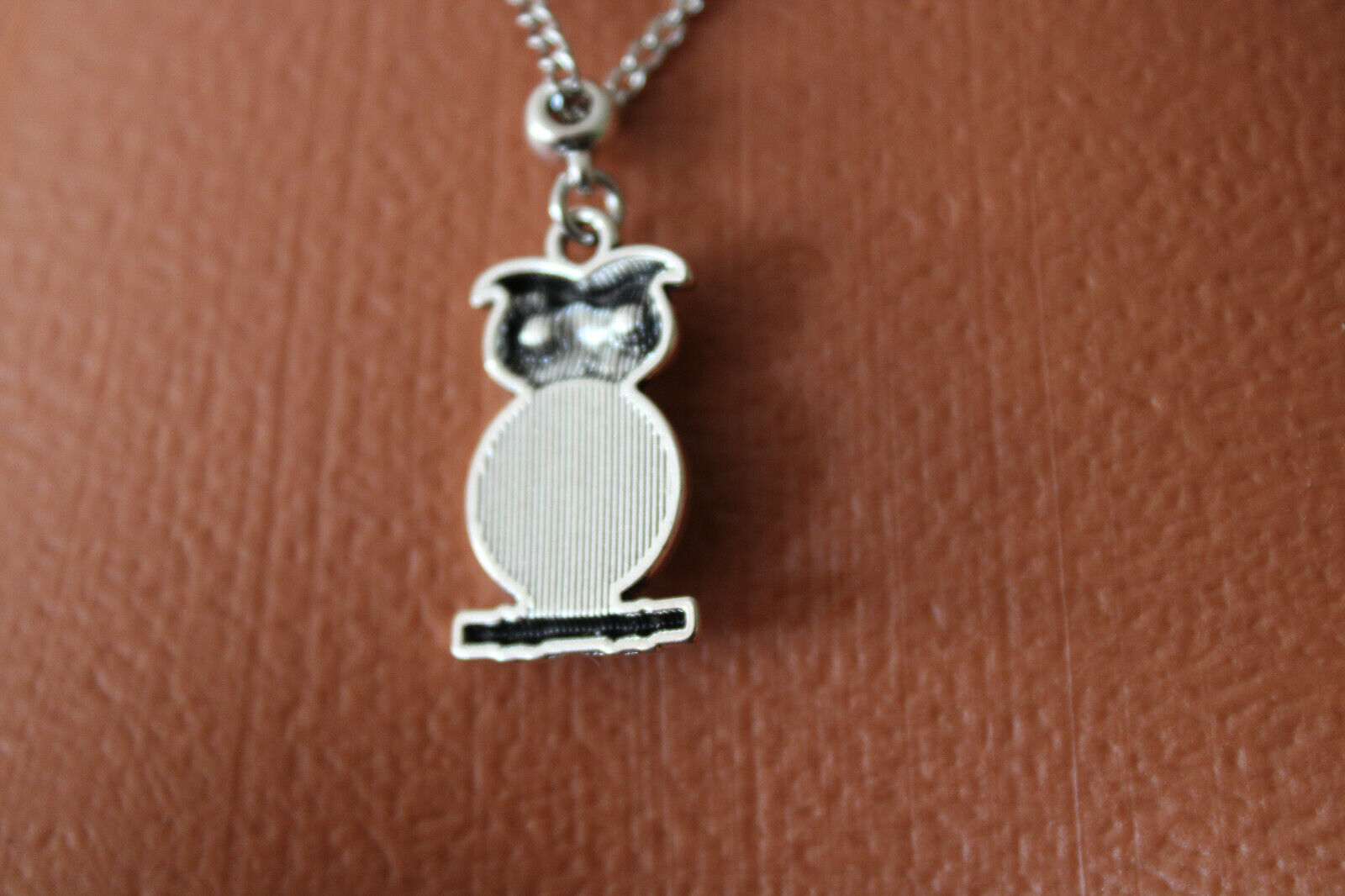 Modeschmuck zarte Kette Edelstahl mit Eulen Anhänger Rarität Glas Cabochon Herz – Bild 2