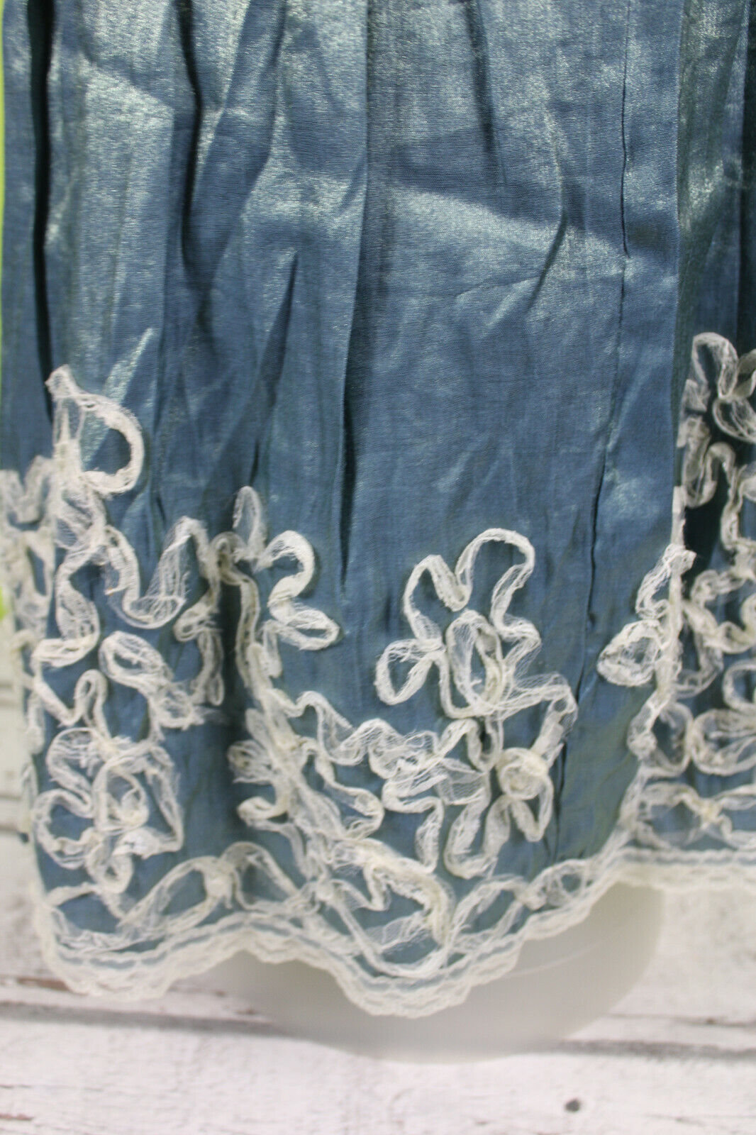 Uttam Kleid blau Glitzer gold S 36/38 Minikleid Trägerkleid bestickt Damenkleid – Bild 2