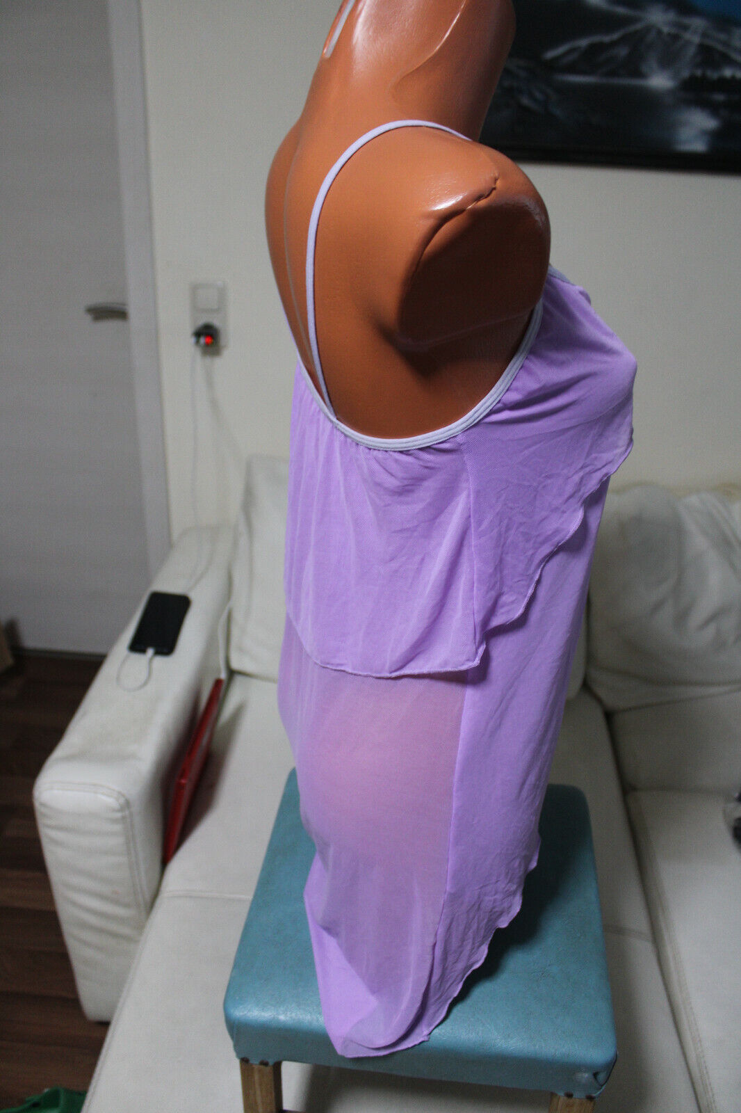 Nachthemd Schlafshirt M 38 Negligee Trägershirt Trägertop Nachtwäsche Damen – Bild 3