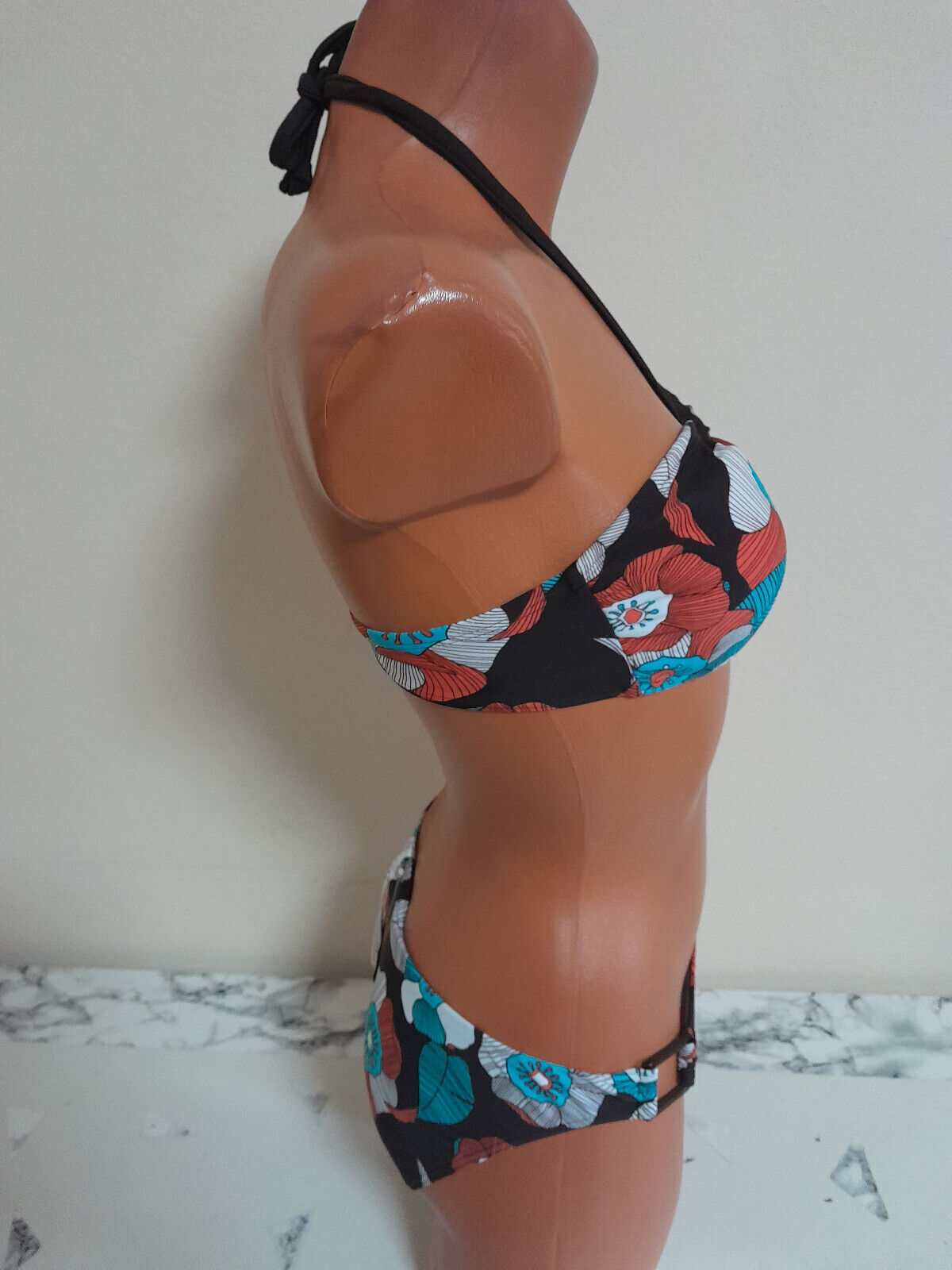 Box#39 Chiemsee Bademode Neckholder Bikini 32 A B Beach braun blau rot Polster – Bild 4