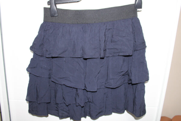 Zara basic Rock knielang M 38 blau kurzer Damenrock Freizeitrock Dehnbund Rüsche – Bild 3