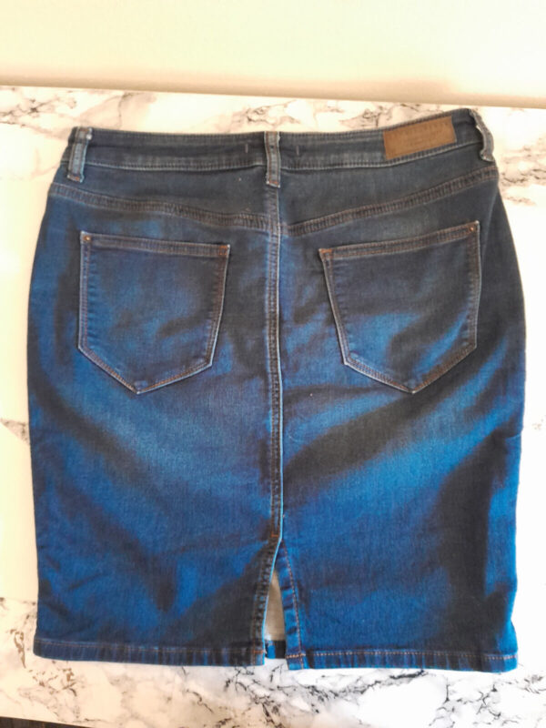Box#88 Esprit Jeansrock M 40 Midirock knielang blau Damen Taschen Rock stretchig – Bild 3
